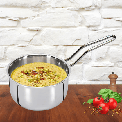 Nsvl Triply Stainless Steel Saucepan for Cooking, Milk Pan Tea Pan, Induction Friendly Saucepot, Triply Cookware-14 CM (1.2 LTR)
