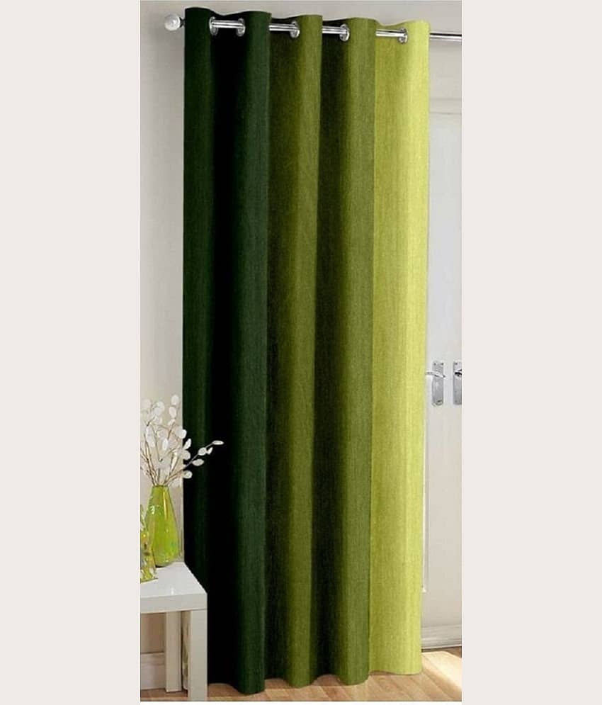 N2C Home Vertical Striped Semi-Transparent Eyelet Curtain 5 ft ( Pack of 1 ) - Green
