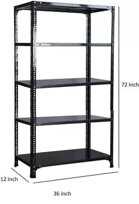 SPACIOUS® Slotted Angle Rack 5 Shelves Multipurpose Storage Rack Fine Finish Metal Shelving Unit for Home