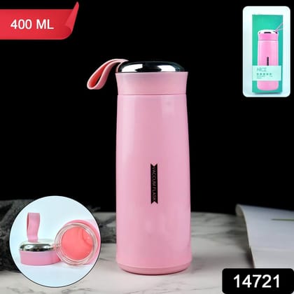 Water bottle 400ml leak proof, glass water bottle with daily water intake for gym and children, Nice Bottle (1 pc / Pink Color)
