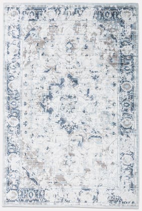 Neu Looms Moonlight Area Rug Timeless Faded Design with Elegant Azure Blues and Warm Beige