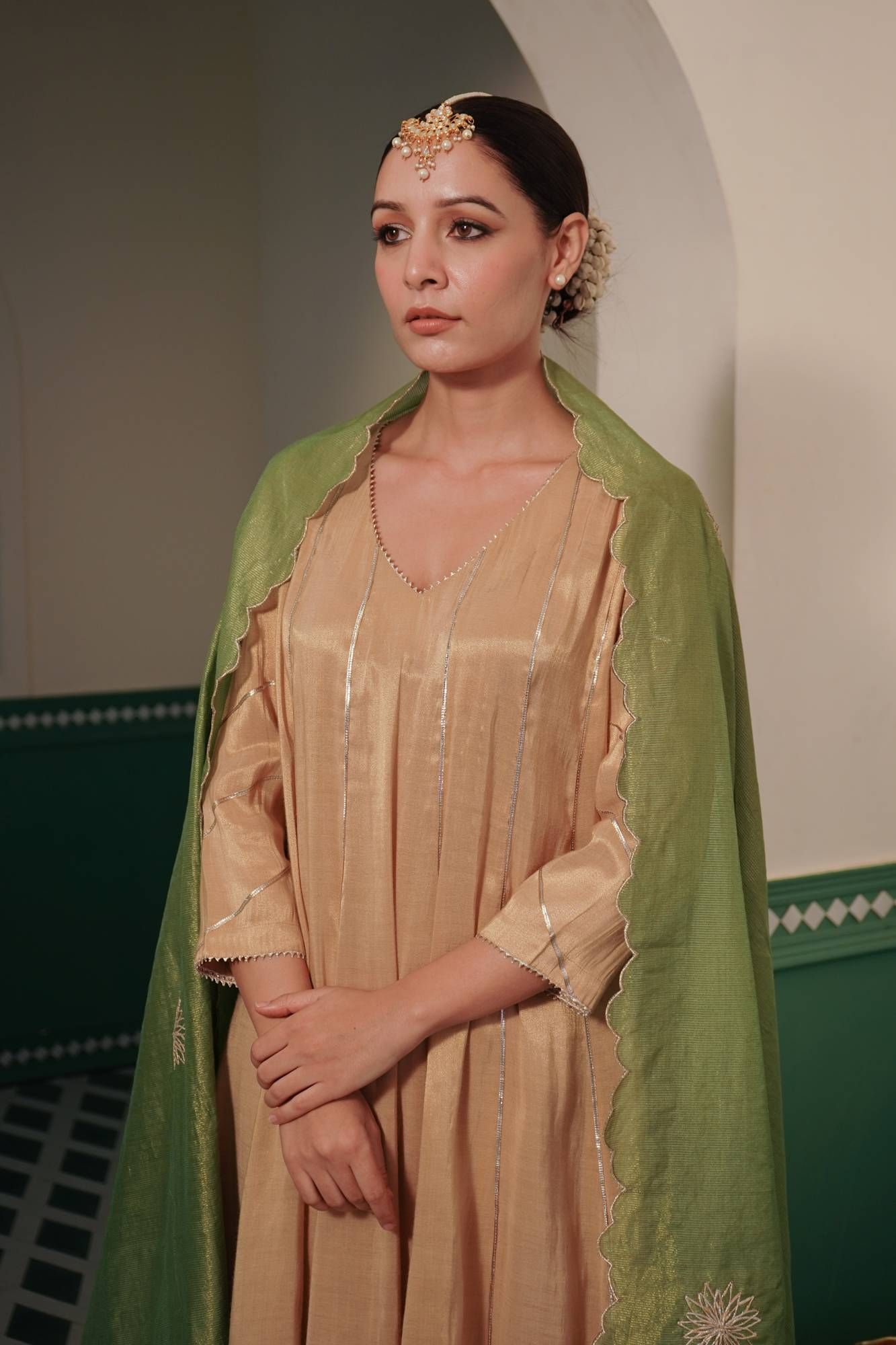 Moss Gota Dupatta-Moss Green