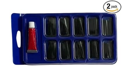 Premium Press-On Nail Kit Set  Reusable Artificial Nails with Glue  Multiple Colors & Sizes (Black, Nude, Pink, Rose Gold)  Full Cover False Nails for Women  Salon Style Manicure at Home 120ps (cream) (Black)