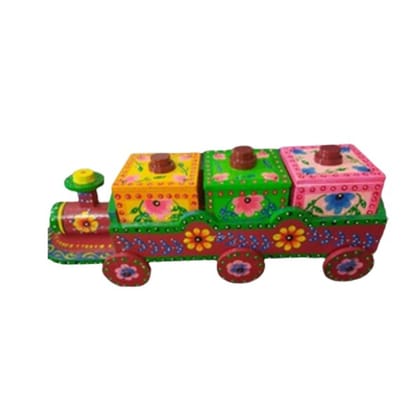 Wooden Serving Train Tray set Multicolour