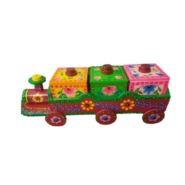 Wooden Serving Train Tray set Multicolour