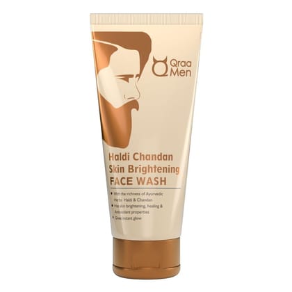 Qraa Haldi Chandan Skin Brightening Face wash for Men, With Sandalwood and Turmeric Extracts,  Paraben & Colorant Free - 100g