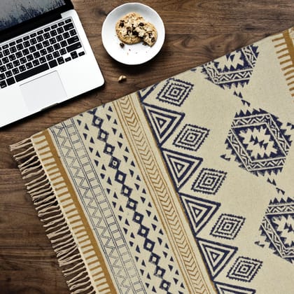 Tribal Rug with Madubani Accents-4ft x 6ft
