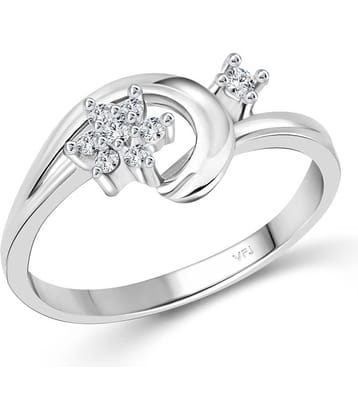 Vighnaharta Decorative Star CZ Rhodium Plated Alloy Ring for Women and Girls-[VFJ1503FRR12]