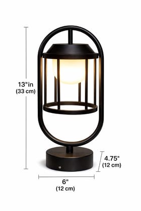 SPARKWORLD Modern Outdoor Garden Lantern Light | Warm White Decorative Metal Lamp for Lawn, Pathway & Balcony | Colour: LX888/12W|GL|BK