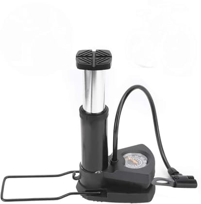 Bicycle Floor Pump with Pressure Gauge, Foot Pedal Base, Ergonomic Handle, for Road and Mountain Bikes