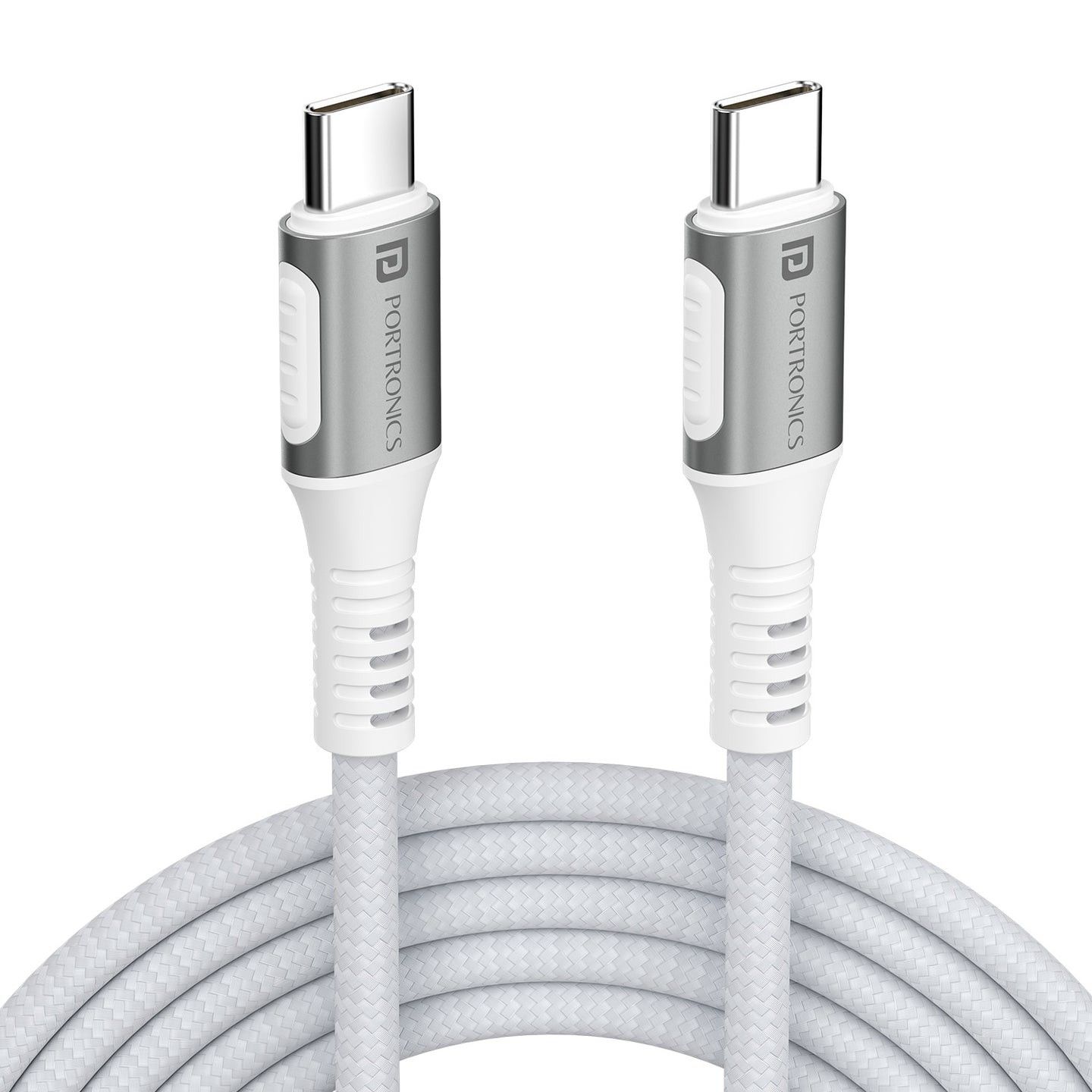 Portronics Konnect Y Type C To Type C Fast Charging Cable - White