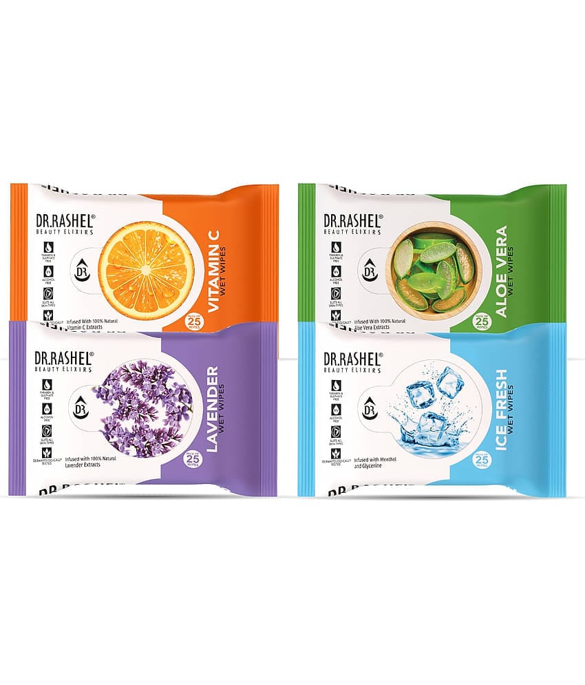 DR.RASHEL Face Wipes Wet Wipes ( 100 Pcs ) Pack of 4