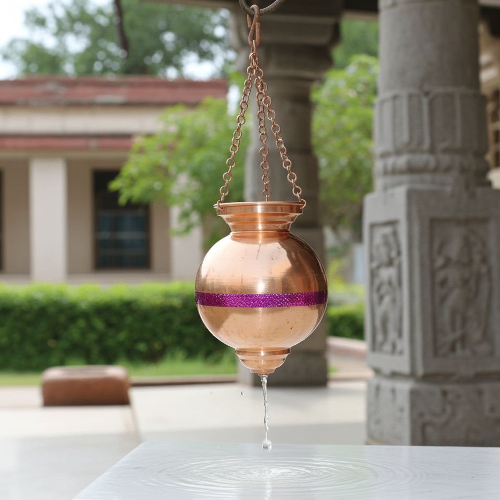 Copper Hanging Shiv Jaldhara � 4 Liter Abhishek Vessel, Height : 10 Inch (ZMAS599 F)