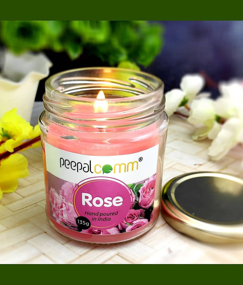 Peepalcomm Pink Jar Candle - Pack of 1
