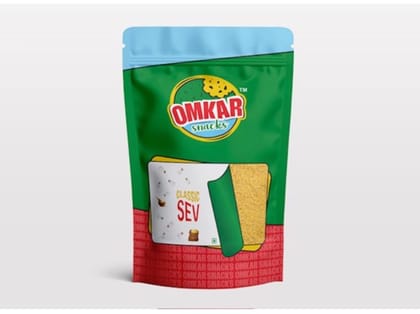 Omkar Snacks | Classic Sev  200 gms I Pack of 1 I Healthy Traditional snacks with 50% less oil | No Preservative | Crunchy - Chatpata - Savoury - Namkeen I Chaat - Bhel - Sevpuri I