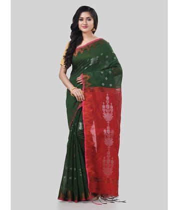 Desh Bidesh Cotton Silk Self Design Saree With Blouse Piece - Green ( Pack of 1 ) - Green