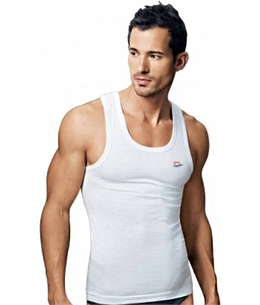 Rupa Frontline Premium White Sleeveless Vest - Pack Of 6