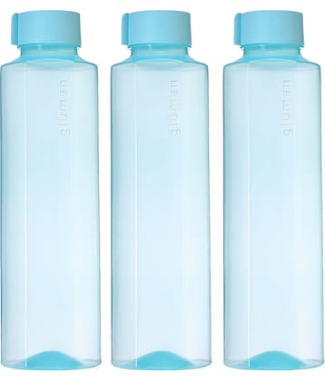 Gluman Fresco Light Pink Plastic Fridge Water Bottle 1000 mL ( Set of 3 )