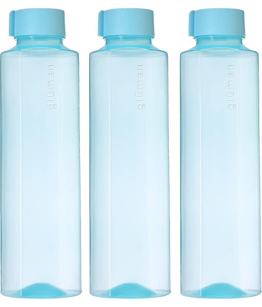 Gluman Fresco Light Pink Plastic Fridge Water Bottle 1000 mL ( Set of 3 )