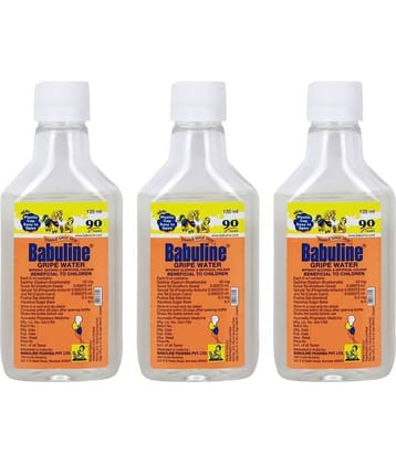 Babuline Gripe Water for Baby Indigestion, Stomach Colic Pain Relief - 135ml Bottle (Pack of 3)