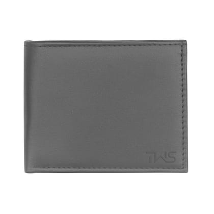 The Wallet Store Solid Leather Wallet For Men - Grey