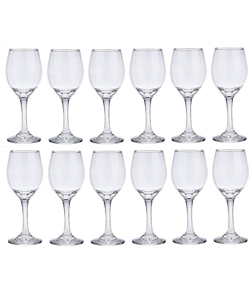 AFAST Classic Clear Wine Glass Plain Wine Glasses 250 ml ( Pack of 12 ) Transparent