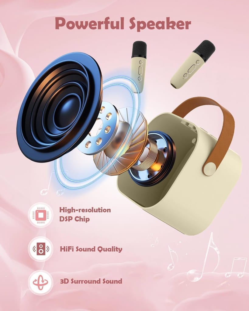 Portable Karaoke Speaker with RGB Lights and Wireless Microphone