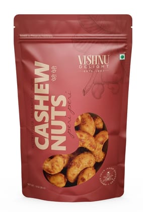 Vishnu Delight Peri Peri Flavor Cashews 85gm Pouch - A Fiery Twist on Traditional Cashews, Rich in Protein, Fiber, and Healthy Fats for a Guilt-Free Snack
