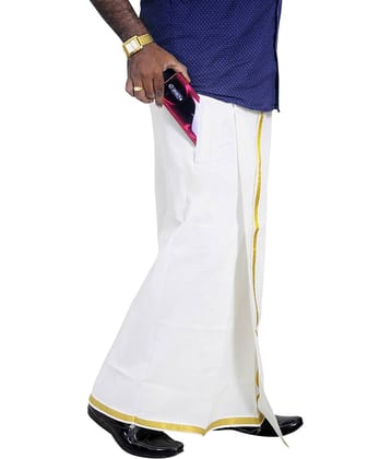 GOWRI TEX Cotton Men's Dhoti White ( Pack of 1 )