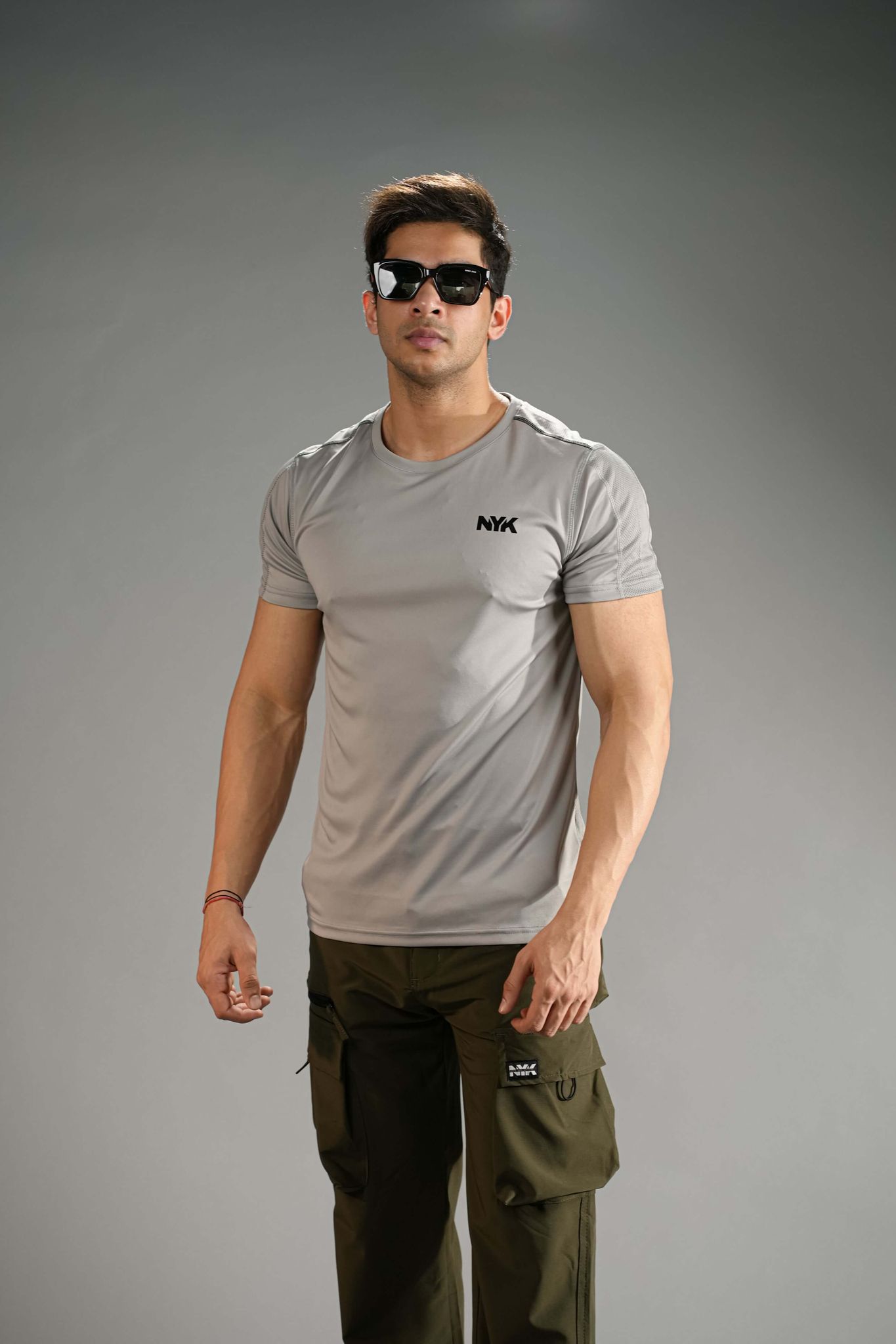 Grey Solid Slim Fit T-Shirt