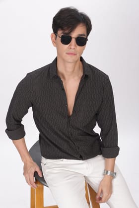 Ash - Modern Fit Textured Shirt-L