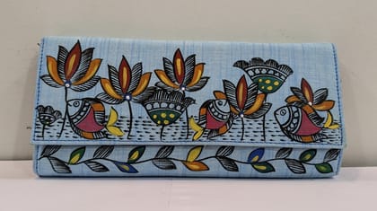 Kalakrishta Clutch - Khadi Cotton Blue