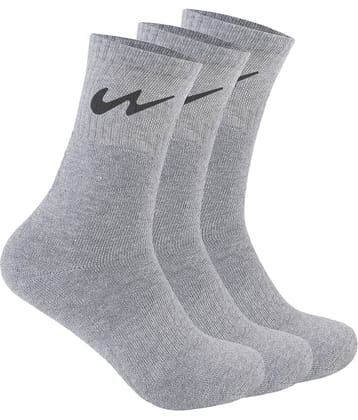Campus - Cotton Men's Printed Light Grey Mid Length Socks ( Pack of 3 )