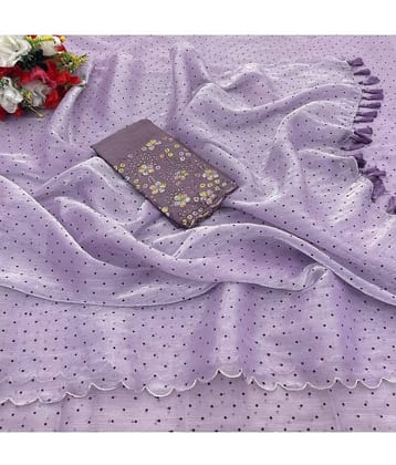 Gullak Crepe Embroidered Saree With Unstitched Blouse Piece ( Lavender )