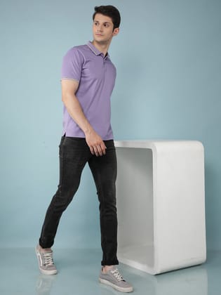 Purple Polo Neck T-Shirt-S / Purple
