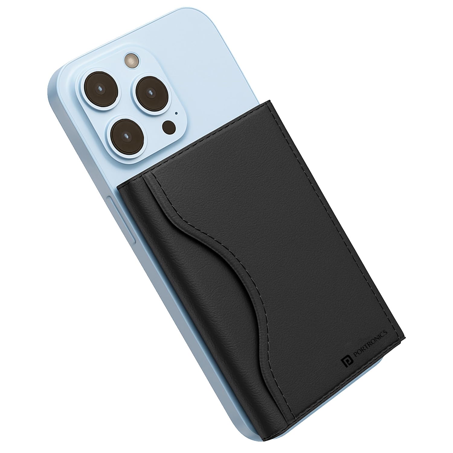 Portronics Wallet X Tri-Fold Magnetic Wallet with 6-Card Holder, RFID Blocking, PU Premium Leather,Ultra Slim Design, Compatible with iPhone 16 by 15 by 14 by 13 by 12 and Metal Ring for Non Magnetic Phone(Black)