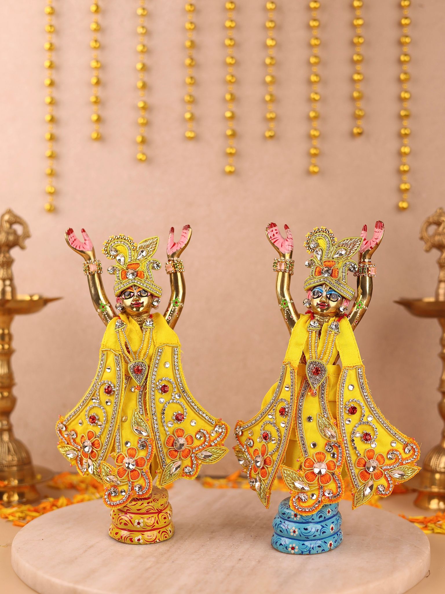 Pushp Mala Yellow Dhoti Patka for Gaur Nitai-Without Shringar / 2 inch