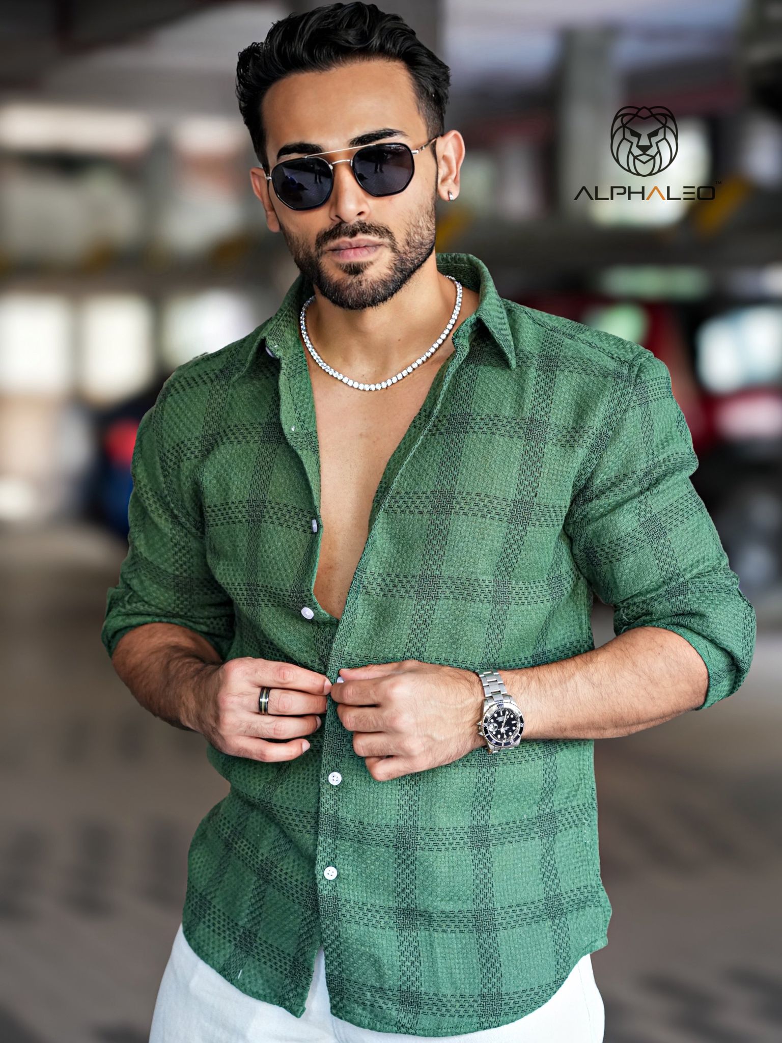 Espana Jute Dobby Textured Relaxed Fit Shirt Green-2x-large / Green / Espana Jute Dobby textured Relaxed Fit Shirt