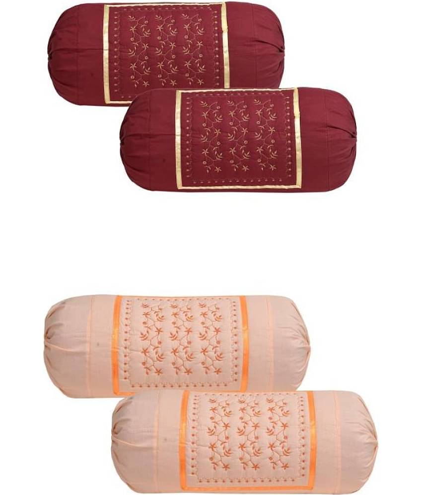 MAHALUXMI COLLECTION - Pack of 4 Microfiber Embroidered Standard Size Pillow Cover ( 81.28 cm(32) x 40.64 cm(16) ) - Multi