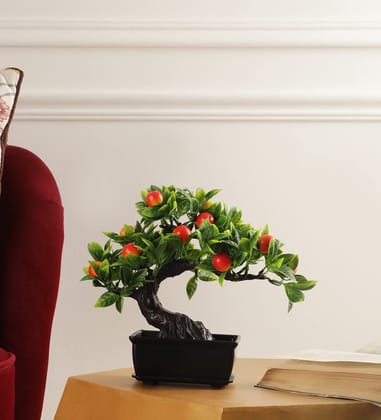 FOLIYAJ Artificial Apple Bonsai Tree with Pot |Bonsai Tree|Artificial Flower|with Pot|Home D�cor for Living Room Home Office Shop|House|Gift|Decoration