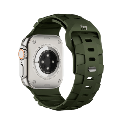 Premium Rugged Silicone Sports Bands By iSerieshub Compatible For iWatch-42-44-45-49MM / Green