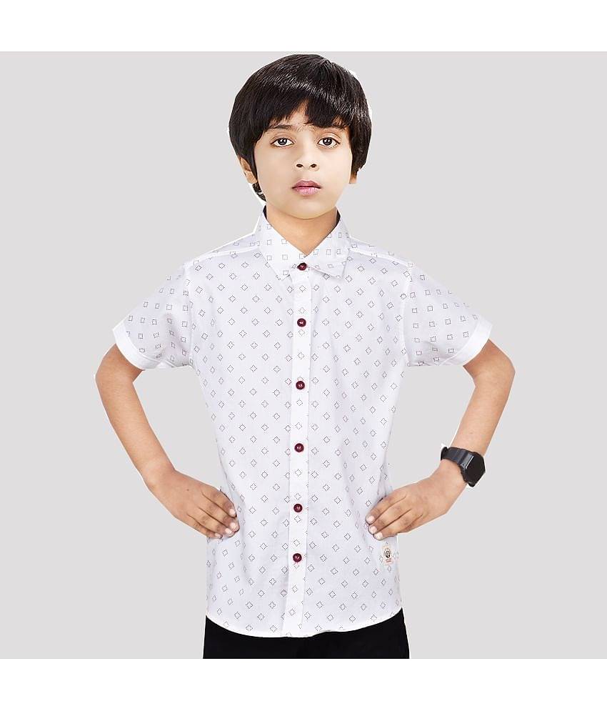 Made In The Shade Pack of 1 Boys 100% Cotton Half Sleeves Shirt ( White )