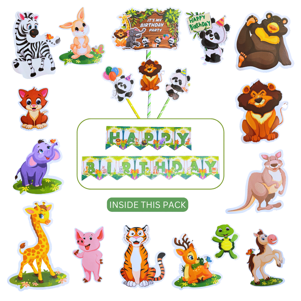 Wanna Party Jungle Theme Party Decoration Combo Set-18 PCS - Party and Festive Needs | Buy online on ZillyBuy