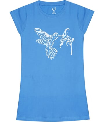 E1K Pack of 1 Girls Cotton T-Shirt ( Blue )