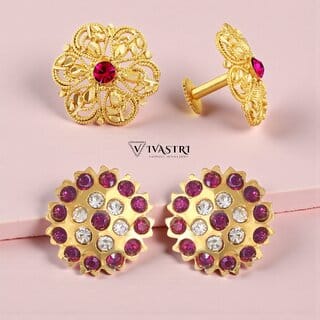Vivastri Premium Gold Plated Alloy Stud Earrings Combo for Women & Girls Pack of 2