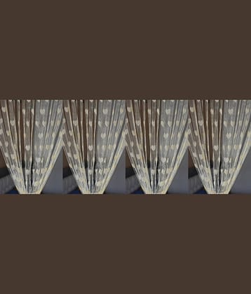 Handloomwala Abstract Transparent Rod Pocket Curtain 6.5 ft ( Pack of 4 ) - Cream