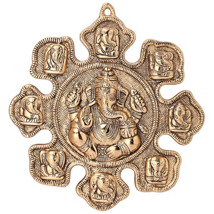 DreamKraft Astavinayaka (8 Avatar of Lord Ganesha) Metal Gold Plated Wall Hanging for Home Decor and Gift