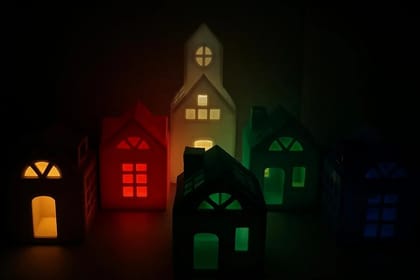 Miniature Christmas Village House Set  5-Piece LED-Compatible Eco Dcor