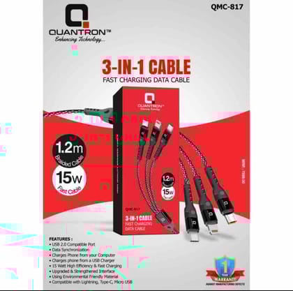QUANTRON QMC-817 3 IN 1 DATA CABLE QUANTRON QMC-817 3 IN 1 DATA CABLE