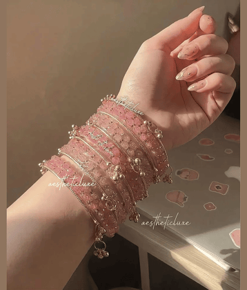 Vedhahi Pink Bangle Set ( Pack of 16 )